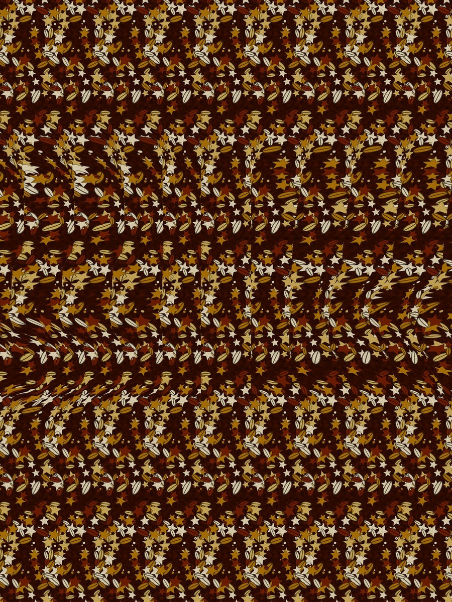 Peace Dove with Olive Branch hidden 3D image stereogram print in autumn and ember tones, full pattern flat view