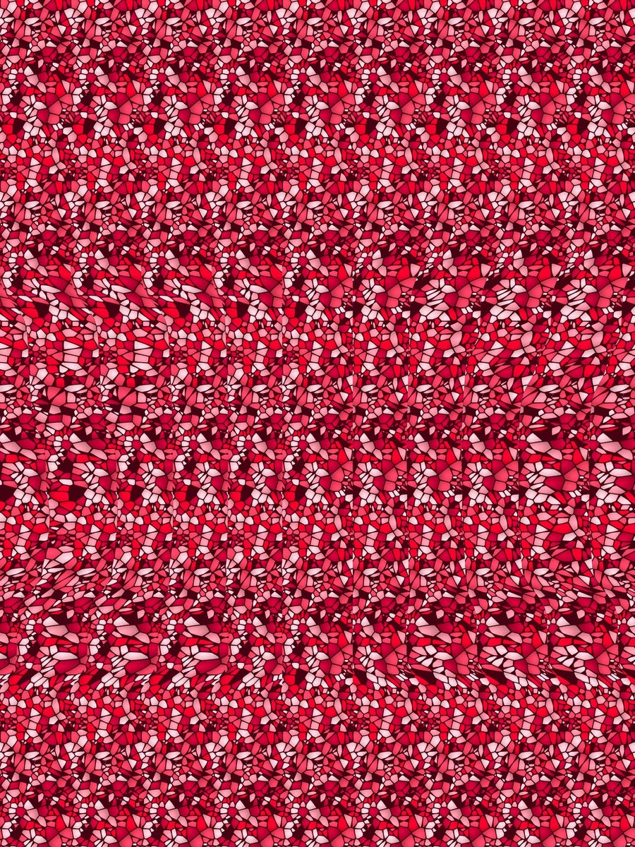 Scallop Seashell Treasure hidden 3D image stereogram print in blush and rose tones, full pattern flat view